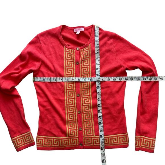 Lilly Pulitzer Greek Key Pink Cardigan Sweater Size XS - Picture 3 of 9
